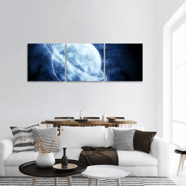 Blue planet in beautiful space Image panoramic canvas wall art