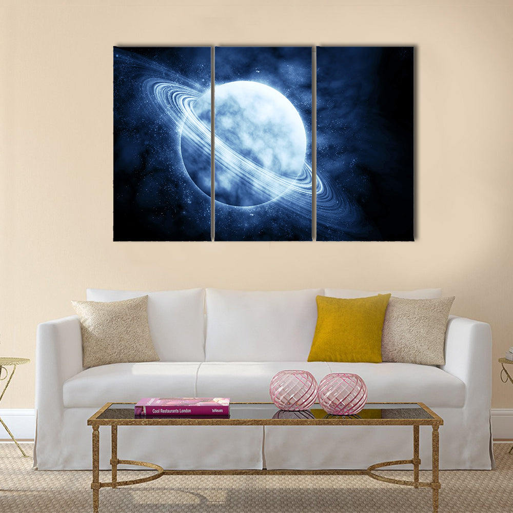Blue planet in beautiful space Image Multi Panel Canvas Wall Art