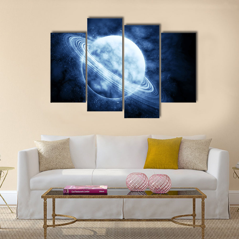 Blue planet in beautiful space Image Multi Panel Canvas Wall Art