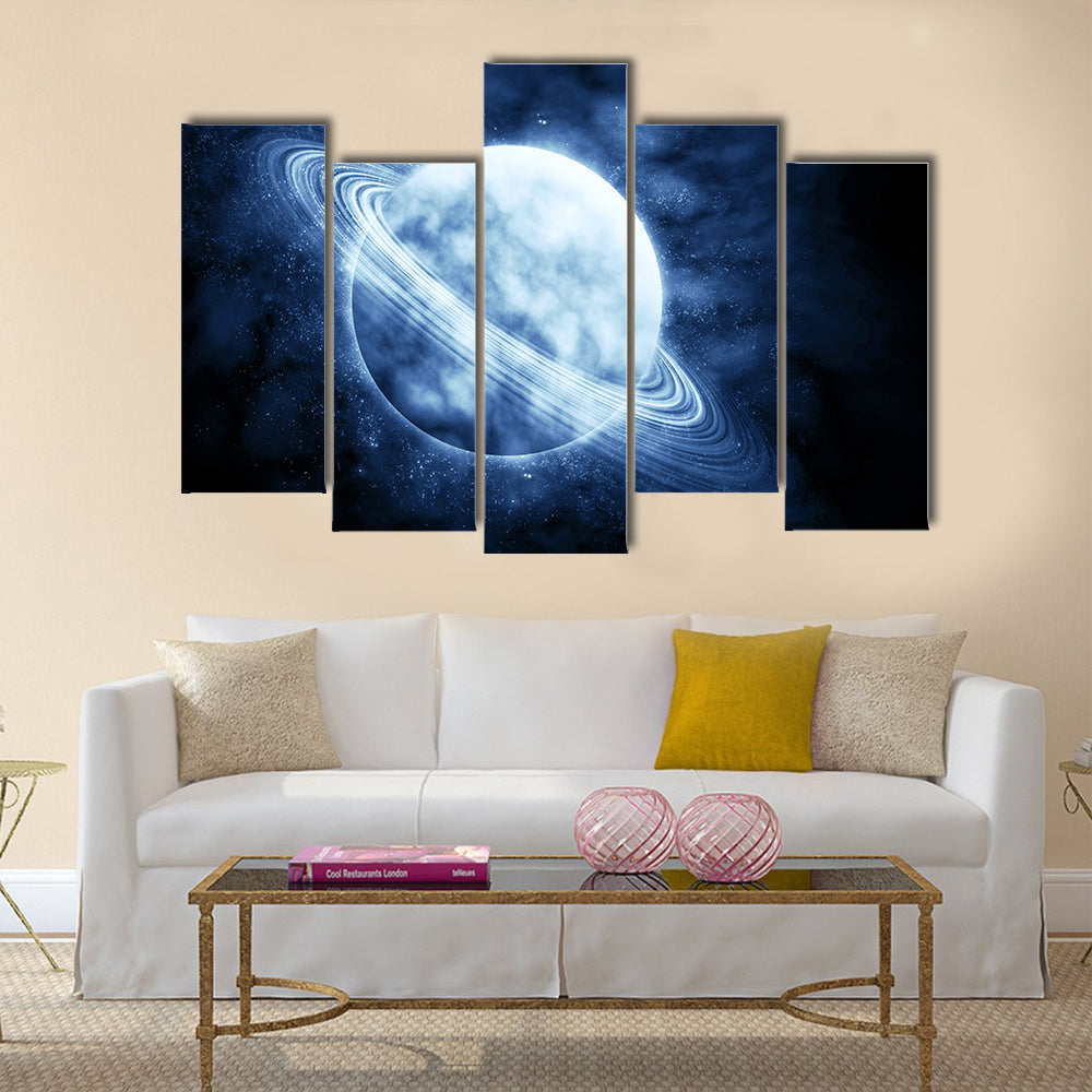 Blue planet in beautiful space Image Multi Panel Canvas Wall Art