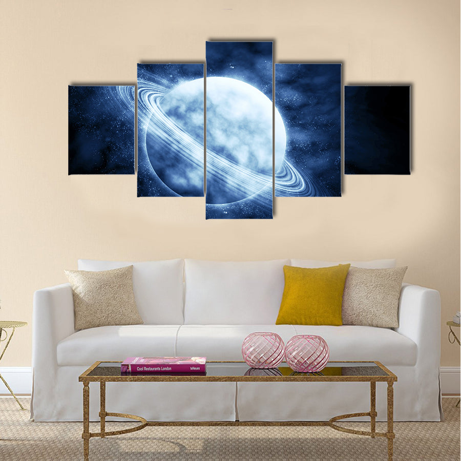 Blue planet in beautiful space Image Multi Panel Canvas Wall Art