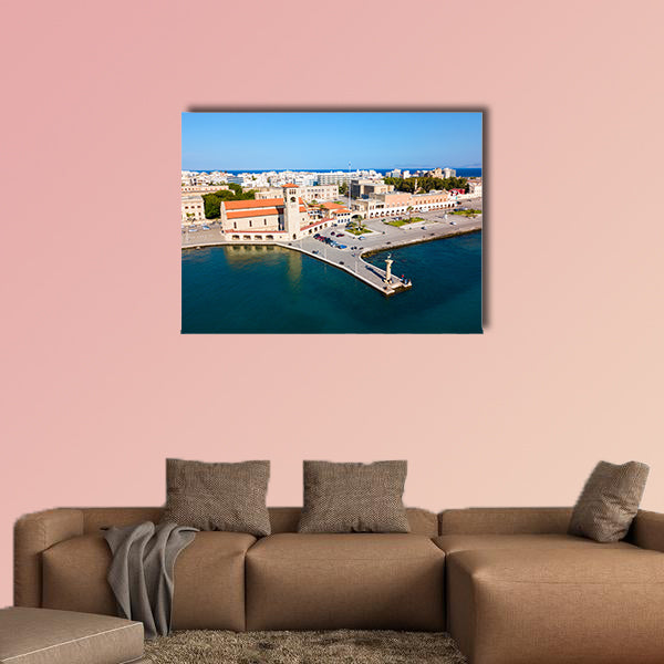 Colossus of Rhodes and Evangelismos Church or Ekklisia Evaggelismos multi panel canvas wall art