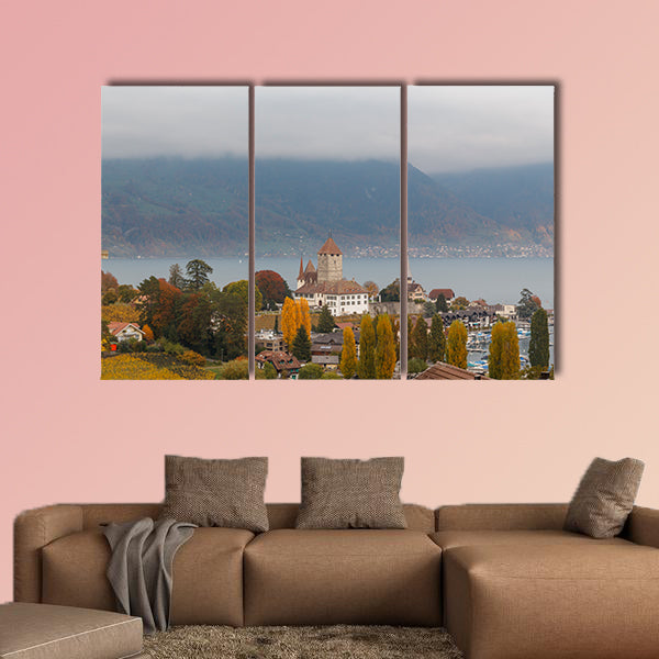 Spiez castle on the shore of Lake Thun in the Bernese Oberlandcanvas wall art