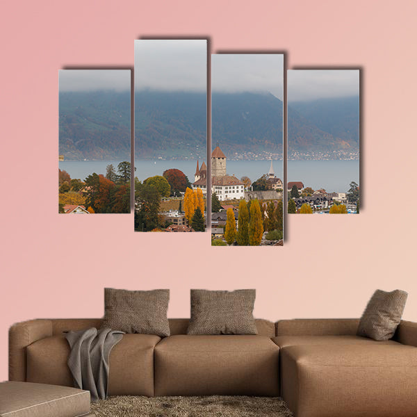 Spiez castle on the shore of Lake Thun in the Bernese Oberlandcanvas wall art