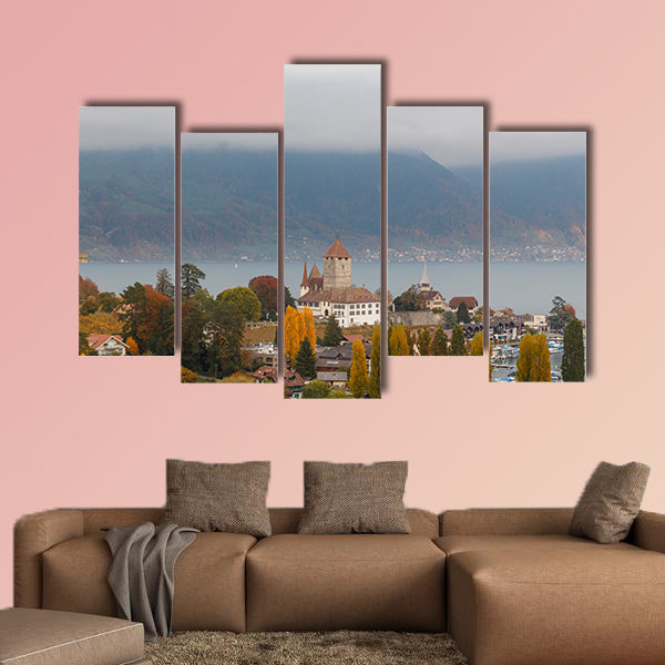Spiez castle on the shore of Lake Thun in the Bernese Oberlandcanvas wall art