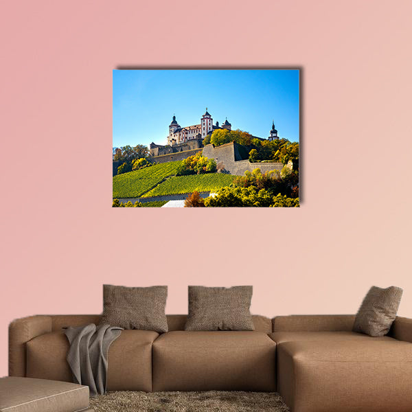 Wurzburg, view with vineyard, authentic beautiful towns of Germany, multi panel canvas wall art