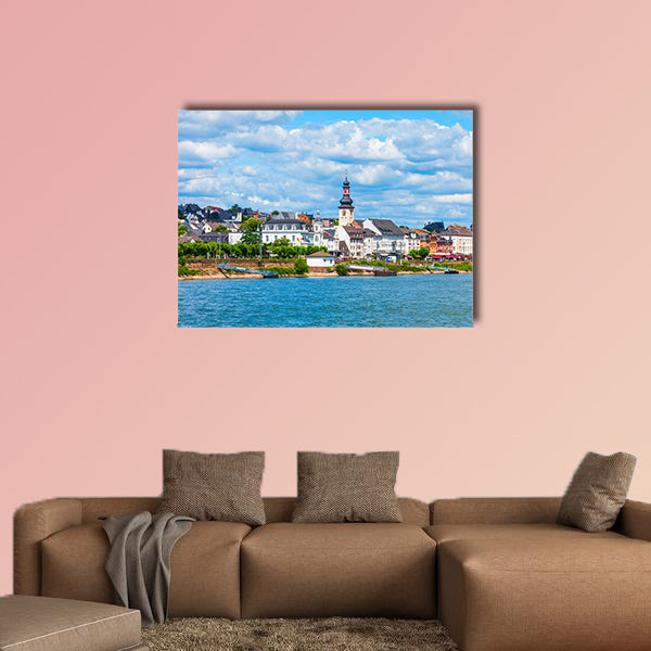  Rudesheim am Rhein aerial panoramic view. Rudesheim is a winemaking wall art