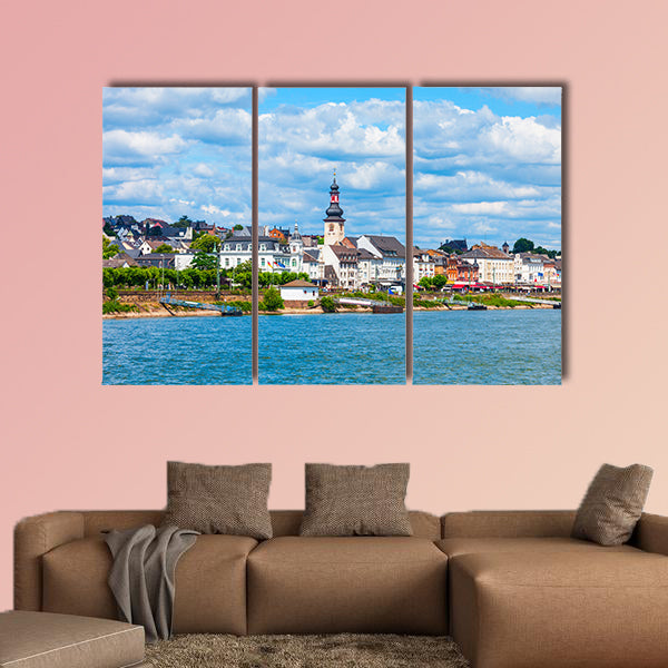  Rudesheim am Rhein aerial panoramic view. Rudesheim is a winemaking wall art