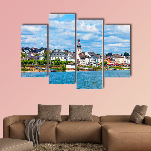  Rudesheim am Rhein aerial panoramic view. Rudesheim is a winemaking wall art