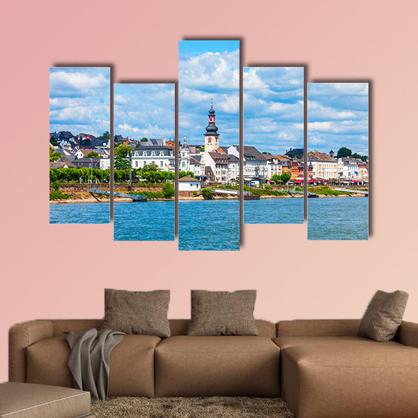  Rudesheim am Rhein aerial panoramic view. Rudesheim is a winemaking wall art