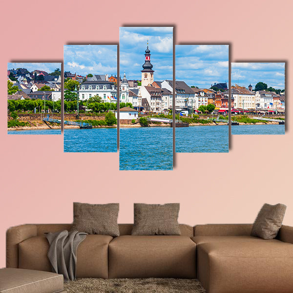  Rudesheim am Rhein aerial panoramic view. Rudesheim is a winemaking wall art