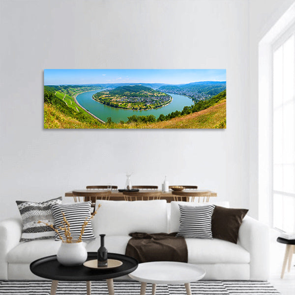 Boppard town from Gedeonseck Rhine valley in Germany panoramic canvas wall art