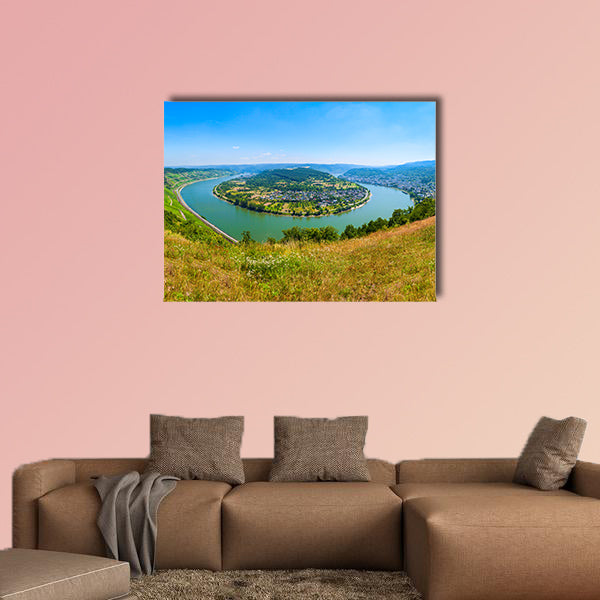 Boppard town aerial panoramic view from Gedeonseck viewpoint multi panel canvas wall art