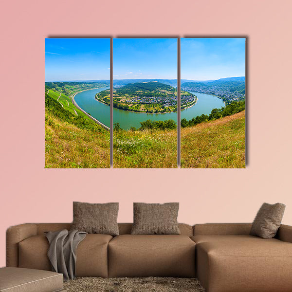 Boppard town aerial panoramic view from Gedeonseck viewpoint multi panel canvas wall art