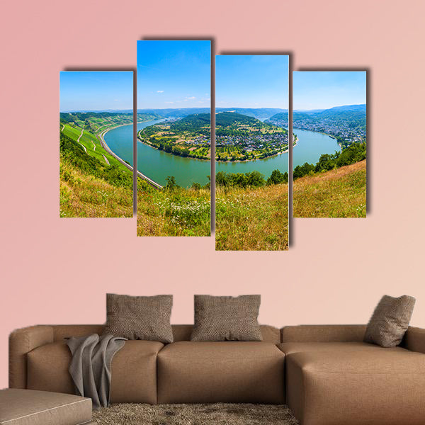 Boppard town aerial panoramic view from Gedeonseck viewpoint multi panel canvas wall art