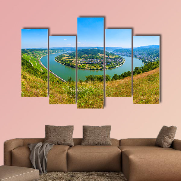 Boppard town aerial panoramic view from Gedeonseck viewpoint multi panel canvas wall art