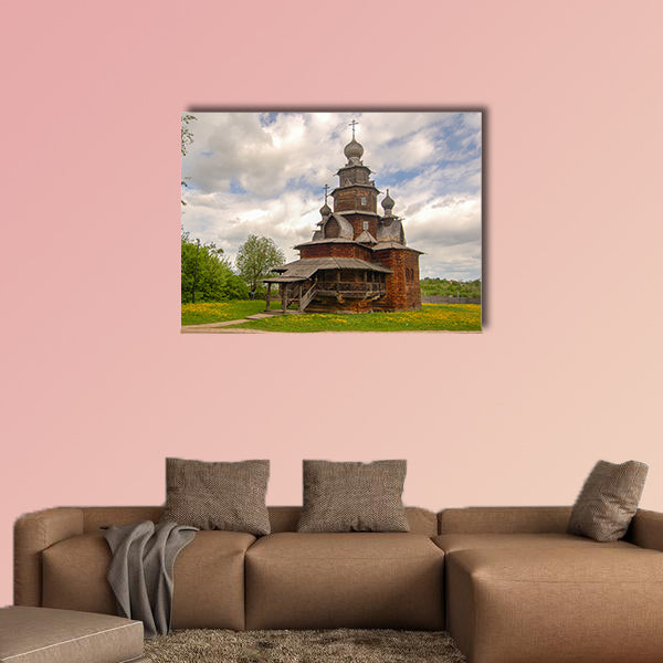 Fully Wooden Church in the ancient Russian city of Suzdal multi panel canvas wall art