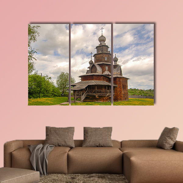 Fully Wooden Church in the ancient Russian city of Suzdal multi panel canvas wall art
