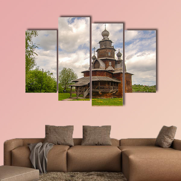Fully Wooden Church in the ancient Russian city of Suzdal multi panel canvas wall art