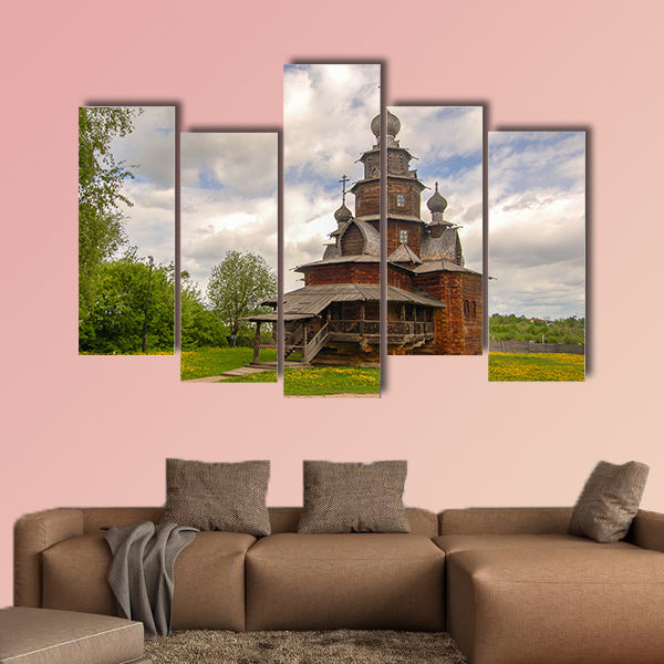 Fully Wooden Church in the ancient Russian city of Suzdal multi panel canvas wall art