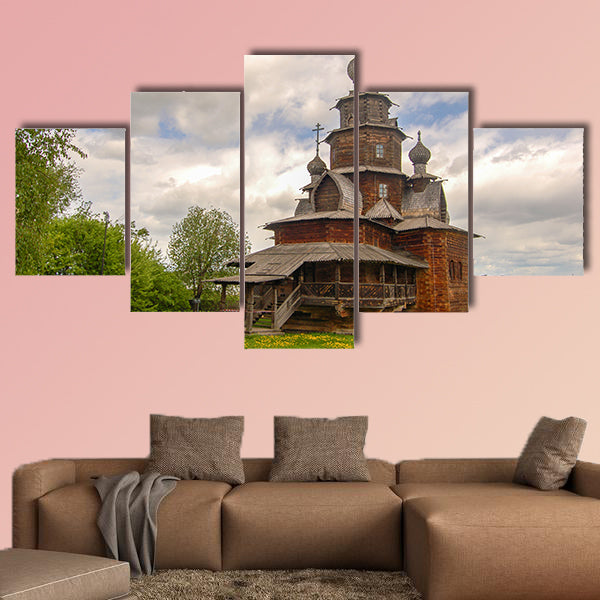 Fully Wooden Church in the ancient Russian city of Suzdal multi panel canvas wall art