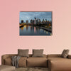 City lights of the Philadelphia skyline at nighttime multi panel canvas wall art