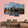 City lights of the Philadelphia skyline at nighttime multi panel canvas wall art