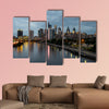 City lights of the Philadelphia skyline at nighttime multi panel canvas wall art