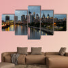 City lights of the Philadelphia skyline at nighttime multi panel canvas wall art