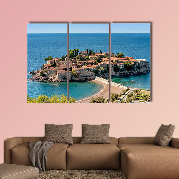 Island Sveti stefan (St. Stephan) in Budva, Montenegro multi panel canvas wall art