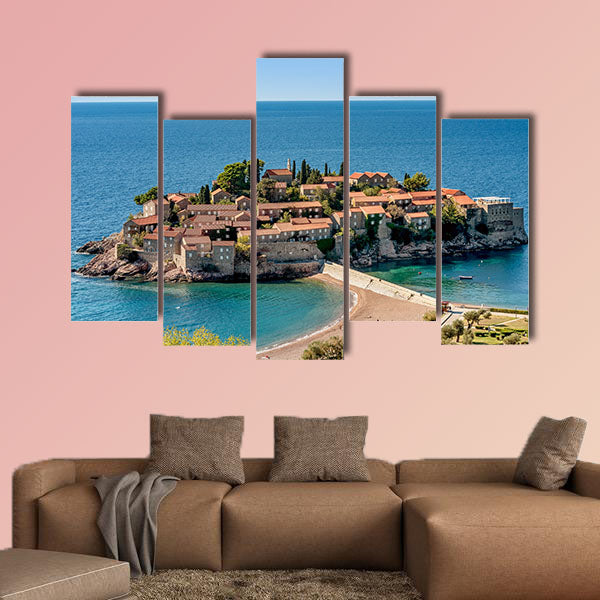 Island Sveti stefan (St. Stephan) in Budva, Montenegro multi panel canvas wall art