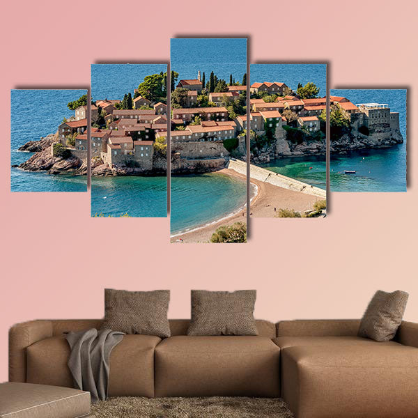 Island Sveti stefan (St. Stephan) in Budva, Montenegro multi panel canvas wall art
