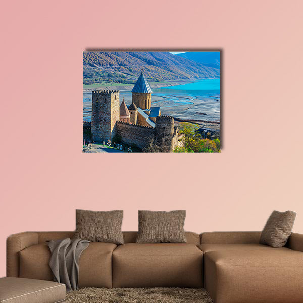 Ananuri castle and Church of the Mother of God on Aragvi River in Georgia multi panel canvas wall art