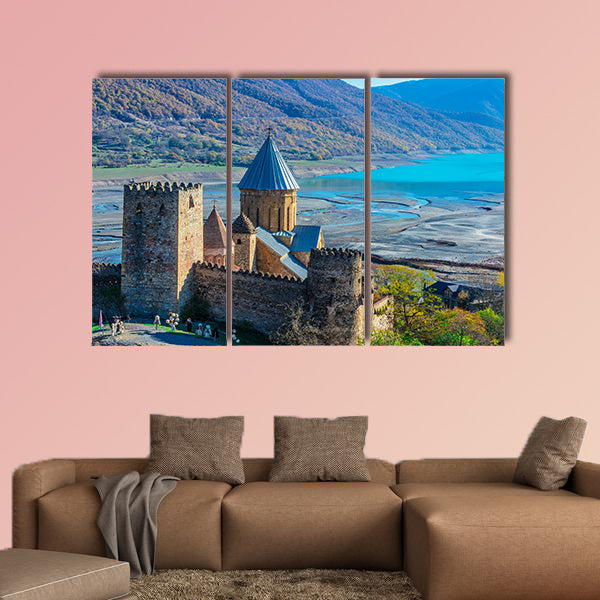 Ananuri castle and Church of the Mother of God on Aragvi River in Georgia multi panel canvas wall art