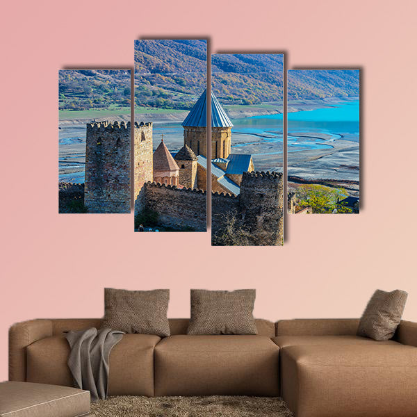 Ananuri castle and Church of the Mother of God on Aragvi River in Georgia multi panel canvas wall art
