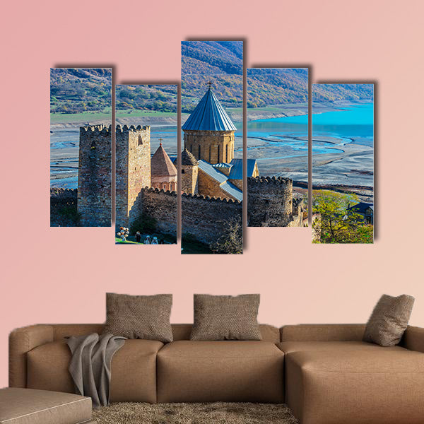 Ananuri castle and Church of the Mother of God on Aragvi River in Georgia multi panel canvas wall art