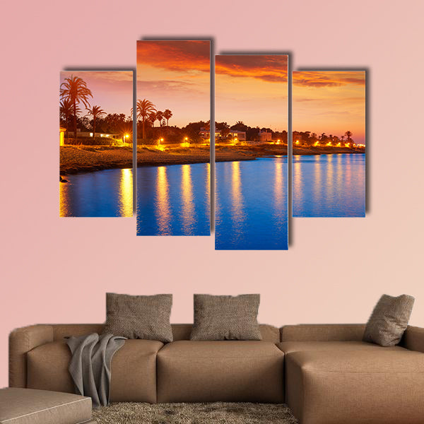 Denia sunset skyline from Las Rotas in Alicante of Mediterranean Spain multi panel canvas wall