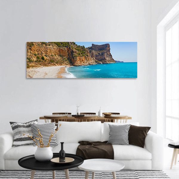Cala del Moraig beach in Benitachell of Alicante at Spain panoramic canvas wall art
