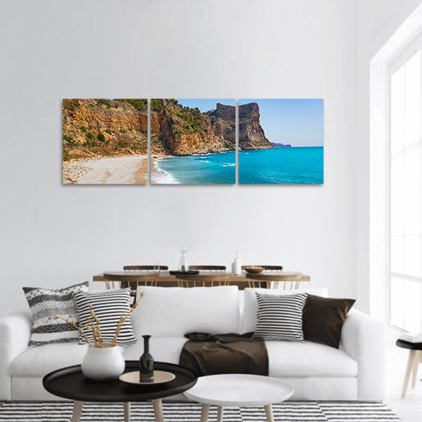 Cala del Moraig beach in Benitachell of Alicante at Spain panoramic canvas wall art