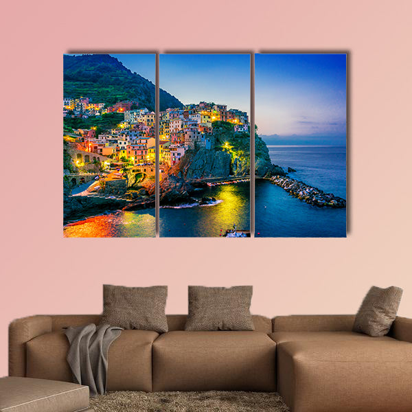 Picturesque town of Manarola, in the province of La Spezia, Liguria, Italy multi panel canvas wall