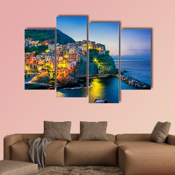 Picturesque town of Manarola, in the province of La Spezia, Liguria, Italy multi panel canvas wall