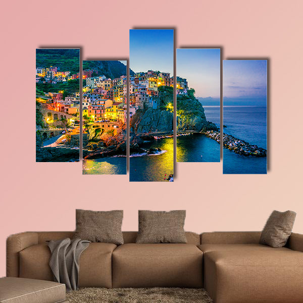 Picturesque town of Manarola, in the province of La Spezia, Liguria, Italy multi panel canvas wall