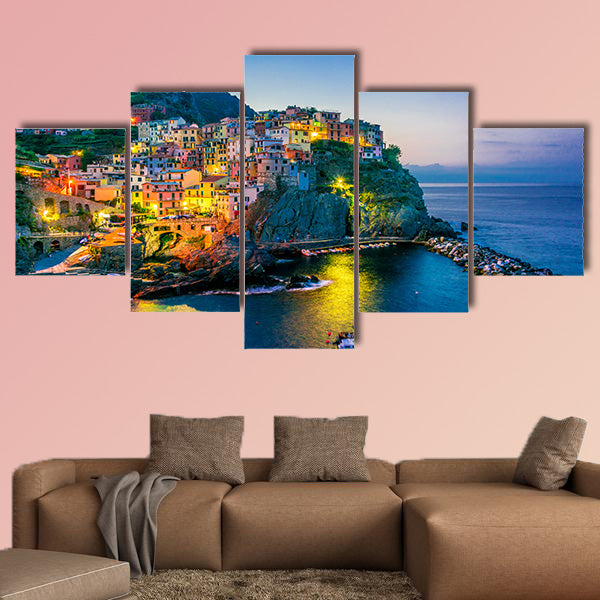 Picturesque town of Manarola, in the province of La Spezia, Liguria, Italy multi panel canvas wall