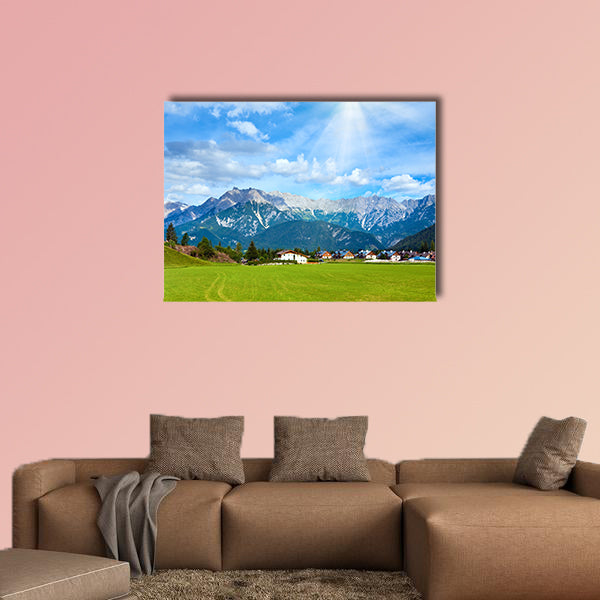 Alps mountain meadow tranquil summer view (Austria, Gosau village outskirts) Multi panel canvas wall art
