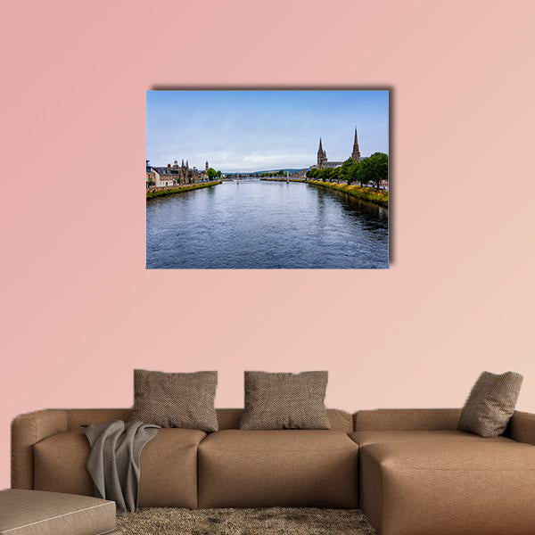 The River Ness, as it runs through the city of Inverness, the cultural wall art