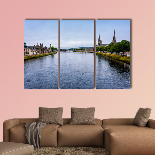 The River Ness, as it runs through the city of Inverness, the cultural wall art