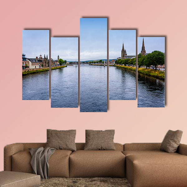 The River Ness, as it runs through the city of Inverness, the cultural wall art