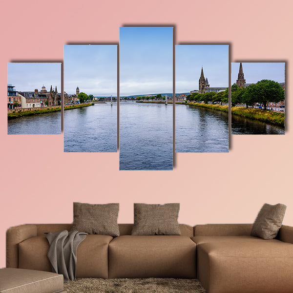 The River Ness, as it runs through the city of Inverness, the cultural wall art