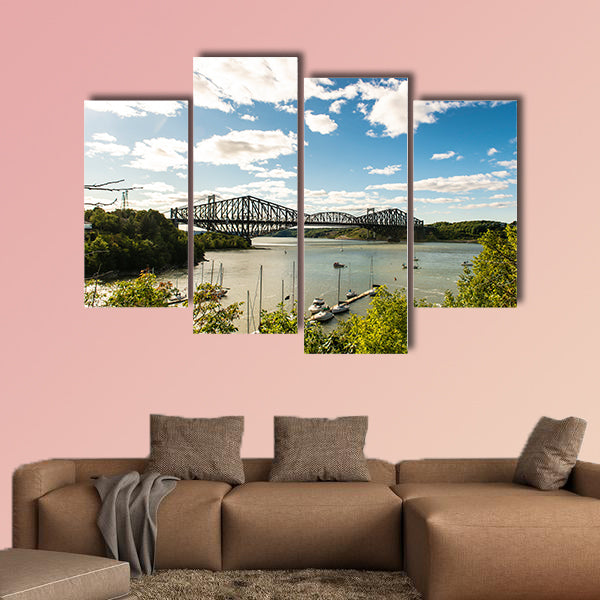 Quebec City Bridge in Canada on the day time multi panel canvas wall art