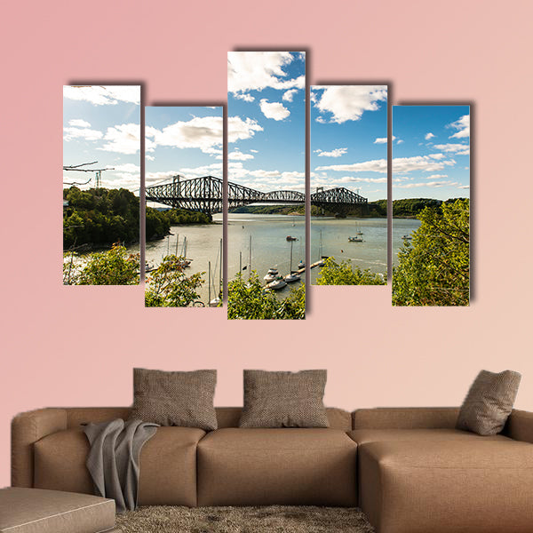 Quebec City Bridge in Canada on the day time multi panel canvas wall art